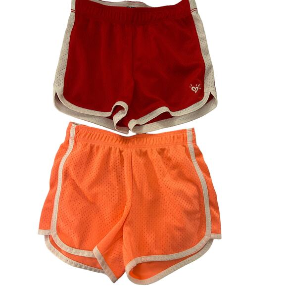 Justice Red And Florescent Orange Mesh Shorts  size 7 - Picture 1 of 4